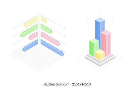 Business charts infographics elements set. Financial and marketing data for report, presentation, financial analysis vector illustration