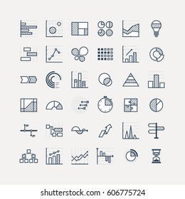 Business charts and planning graphs icons