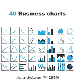 Business charts. Set business icons colors.