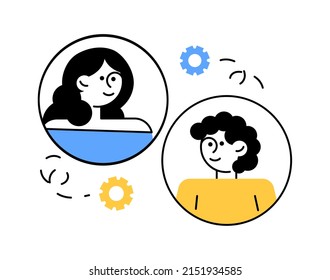 Business chat concept in outline style.