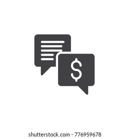 Business chat dialogue icon vector, filled flat sign, solid pictogram isolated on white. Dollar money message symbol, logo illustration.