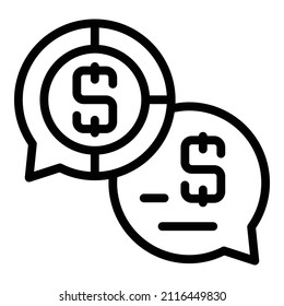vector de contorno de icono de charla comercial. Dinero de la empresa. Mercado de personas