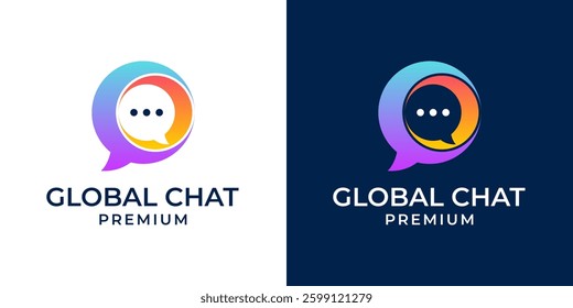 Business chat talk logo design template. Business consulting logo with circle chat icon illustration vector. Colorful global chat talk vector logo design.