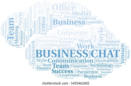 Business Chat word cloud. Collage made with text only.