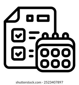 Símbolo de Ícone de Linha de Vetor de Calendário do Planning Checklist