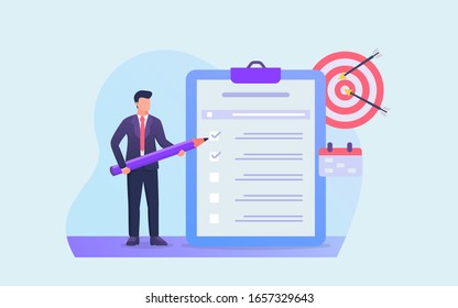 business checklist or todo list for businessman to achieve financial target