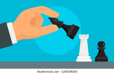 Business chess strategy concept background. Flat illustration of business chess strategy vector concept background for web design