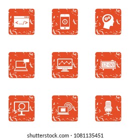 Business chief icons set. Grunge set of 9 business chief vector icons for web isolated on white background