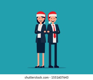Business christmas corporate. Celebration concept. Flat cartoon vector style design.