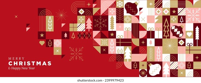 Business Christmas and New Year Card. Vector illustration for greeting card, party invitation card, website banner, social media banner, marketing material.