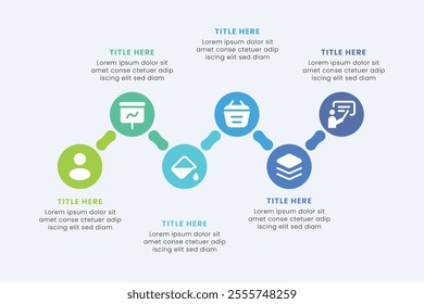 Business Circle chart infographic template design. Timeline concept with 6 steps. Can be used for presentations, workflow layout, diagram, banner, web design, Illustration.