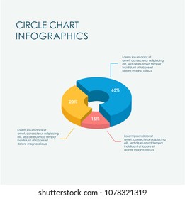 Business Circle Chart Infographics Flat Vector Design 3D, Icon, Stairs, Template