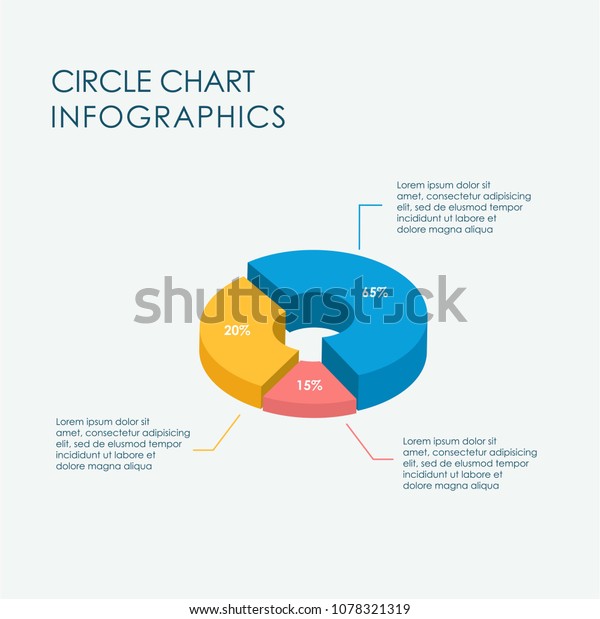 Business Circle Chart Infographics Flat Vector\
Design 3D, Icon, Stairs,\
Template