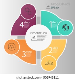 Business circle info graphic concept. Vector circle elements for info graphic. Template info graphic 4 position, steps. 