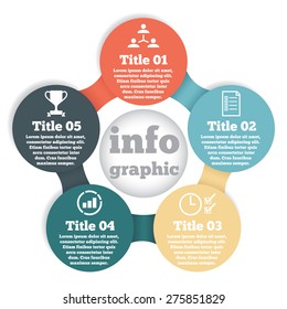 Business Circle Info Graphic, Diagram, Presentation Five Steps