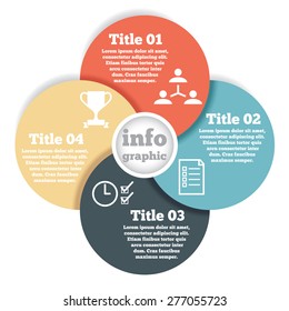 Business circle info graphic, diagram, presentation four steps