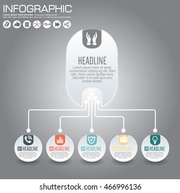 Business circle info graphic, diagram, presentation five steps