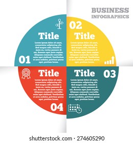 Business circle info graphic, stylized paper diagram, presentation with four steps