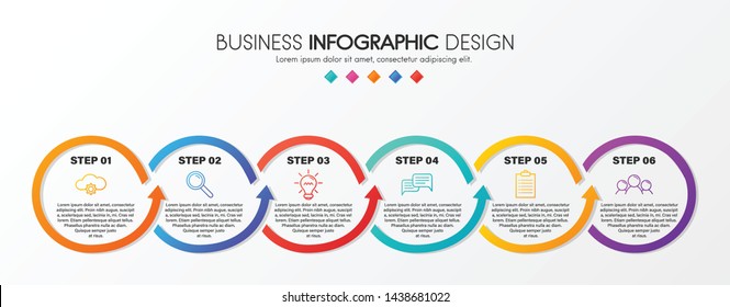 Business circle infograph with 6 steps. Vector