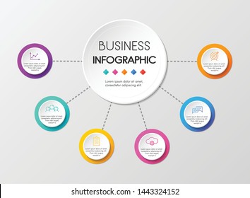 Business circle infograph with 6 steps. Vector