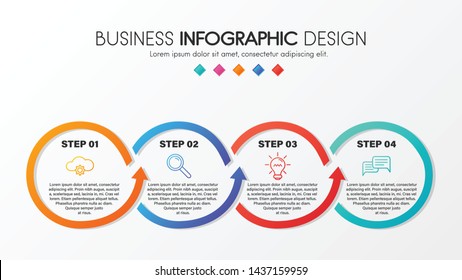 Business circle infographic with 4 steps. Vector