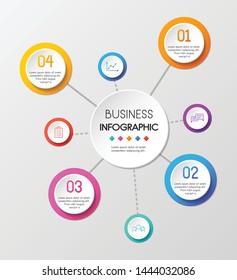 Business circle infographic with 4 steps. Vector
