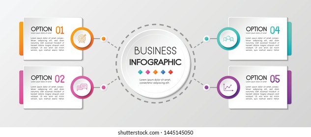 Business circle infographic with 4 steps. Vector