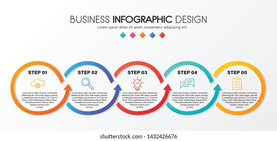 Business circle infographic with 5 options. Vector