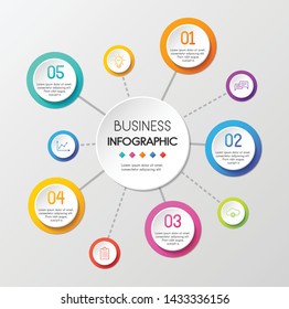 Business circle infographic with 5 options. Vector