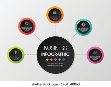 Business circle infographic with 5 options. Vector