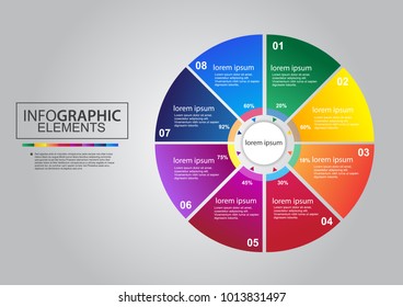 Business circle infographic chart elements number diagram vector design color 