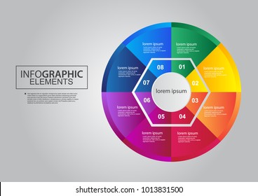 Business circle infographic chart elements number diagram vector design color 