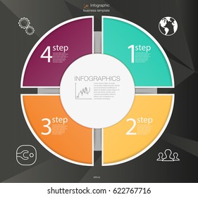 Business circle infographic concept. Vector circle elements for infographic. Template infographic 4 position, steps. 