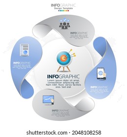 Business circle infographic elements with 4 options or steps.