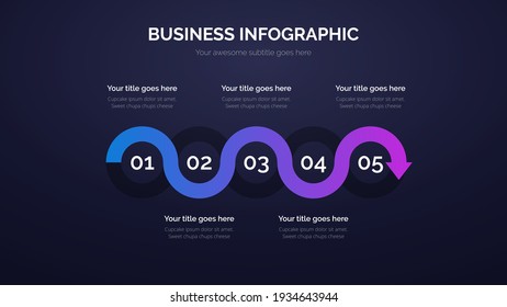 Business Circle Infographic With Five Steps Included, Suitable For Presentation Template With 16x9 Aspect Ratio