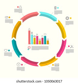 Business Circle Infographic Layout with Icons and Arrows. Vector Infographics Template.