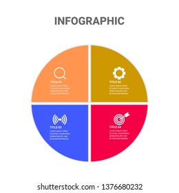 Business circle infographic template with 4 option or process.Vector illustration.