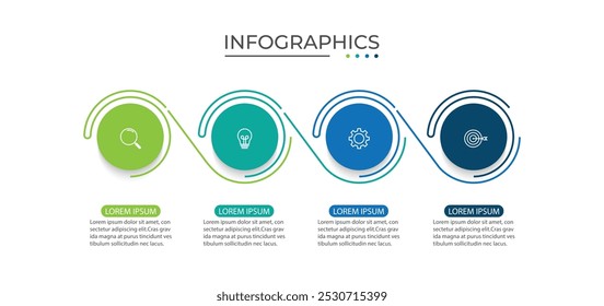 Infografik-Vorlage für Geschäftskreise Timeline Infografik-Symbole mit 4 Optionen