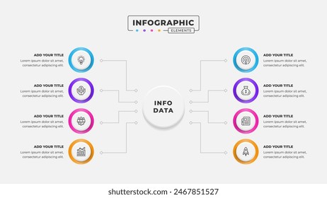 Business circle process infographic design template with 8 steps