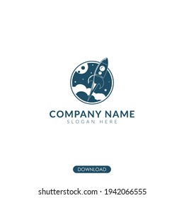 Business Circle Rocket Launch Icon flat design. Vector Illustration. Isolated background