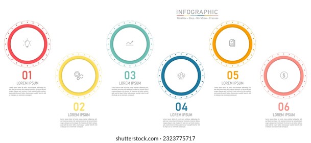Business circle step infographic. Flat icon template vector illustrator. 6 step concept presentation.