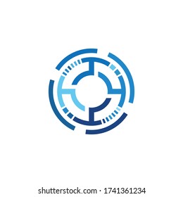 Business Circle technology logo template vector