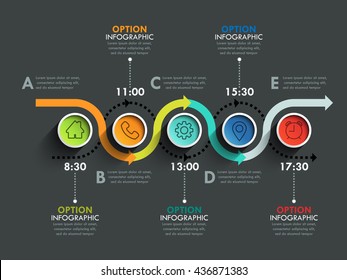 Business circle timeline banner. Modern business infographic. Infographic number options. Winding road timeline.  Vector EPS 10