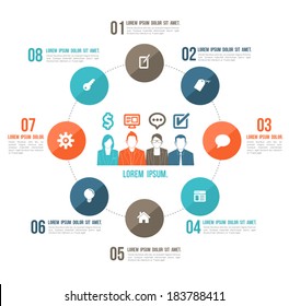 Business circles loop concept with icons and people team. Can use for business planning, business brochure, object business website.