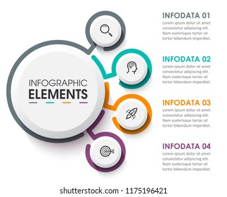 Business circular Infographic design template with icons and 4 options or steps.  Can be used for process diagram, presentations, workflow layout, banner, flow chart, info graph.