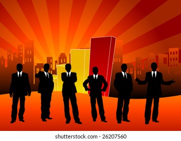 Business city with chart