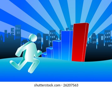 Business city with chart