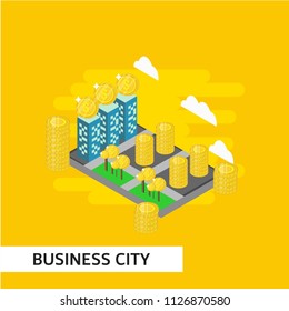 Business City Isometric Vector Template Design Illustration