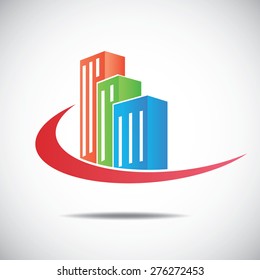 business city Real Estate icon, branding emblem design 