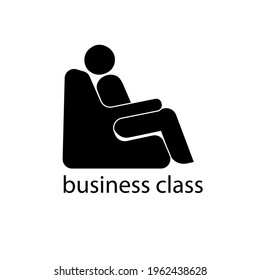 Business Class. Business Lounge . The Man In The Big Chair. Icon. Vector Flat Illustration